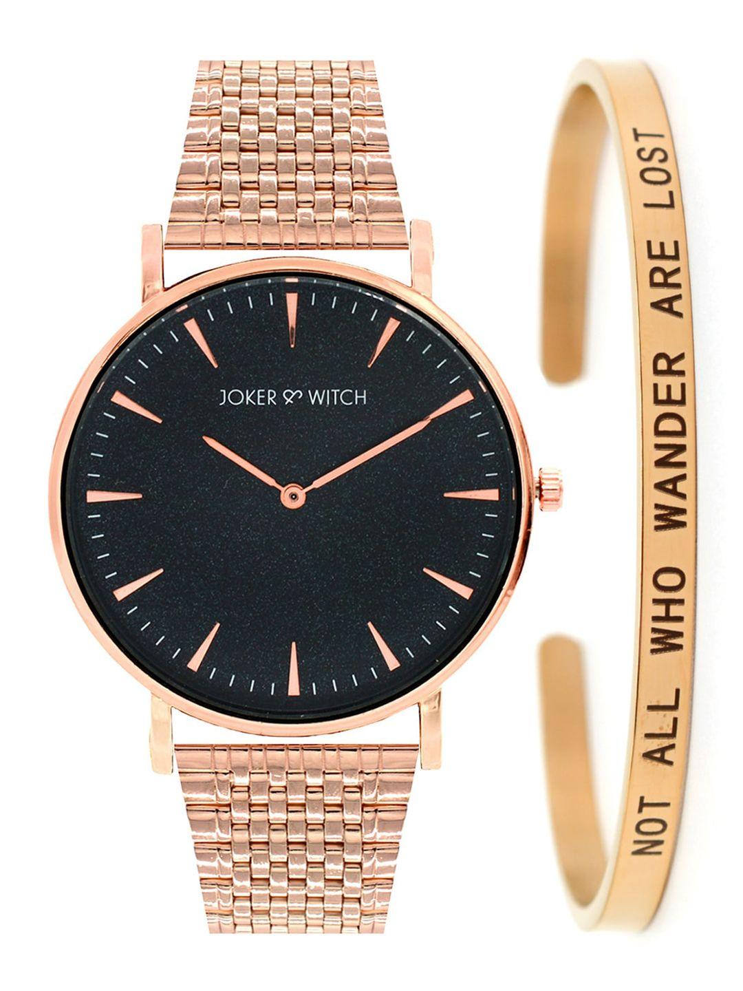 joker & witch women black & rose gold-toned valerie watch & bracelet gift set