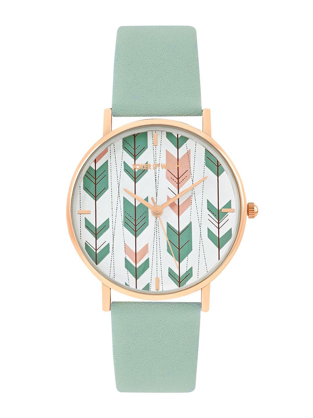 joker & witch women green printed dial & green synthetic straps analogue watch amww602