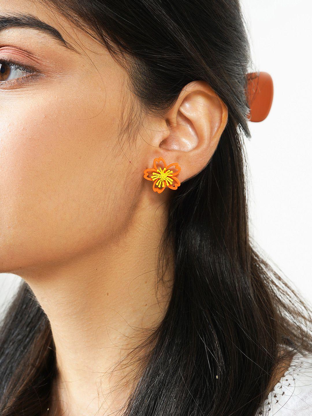joker & witch yellow & orange contemporary studs earrings