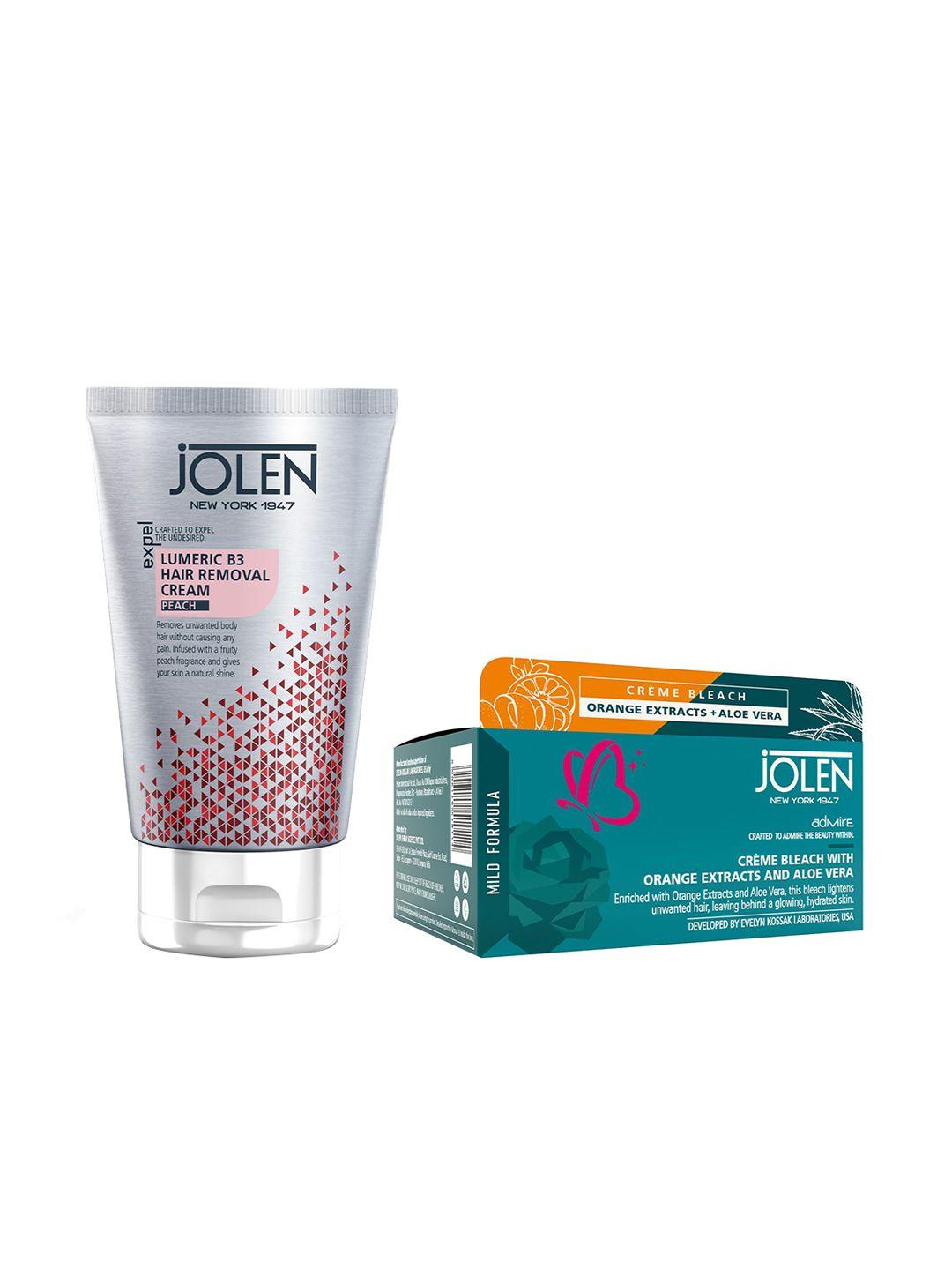 jolen new york 2 lumeric b3 hair removal cream-50g & creme bleach with orange-40g