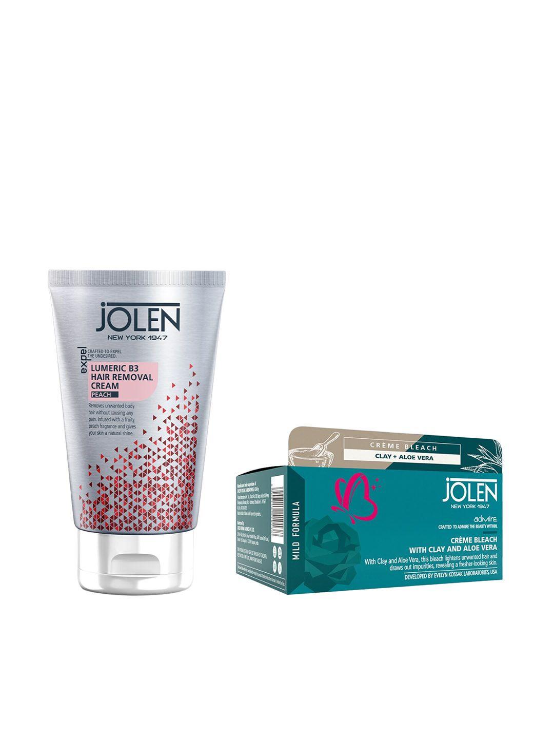 jolen new york lumeric b3 hair removal cream & creme bleach with clay & aloe 90g