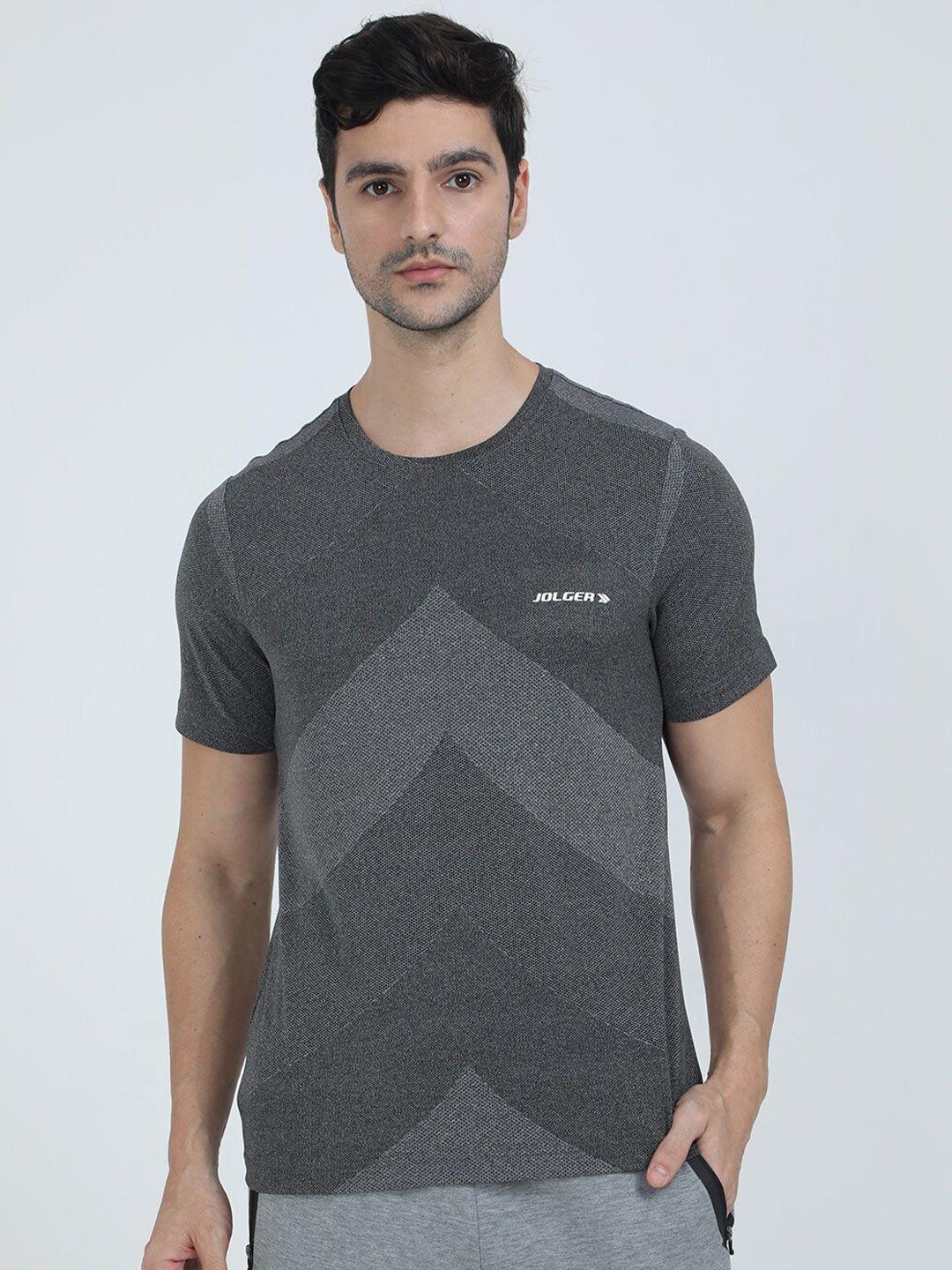 jolger slim fit geometric printed rapid-dry breathable gym t-shirt