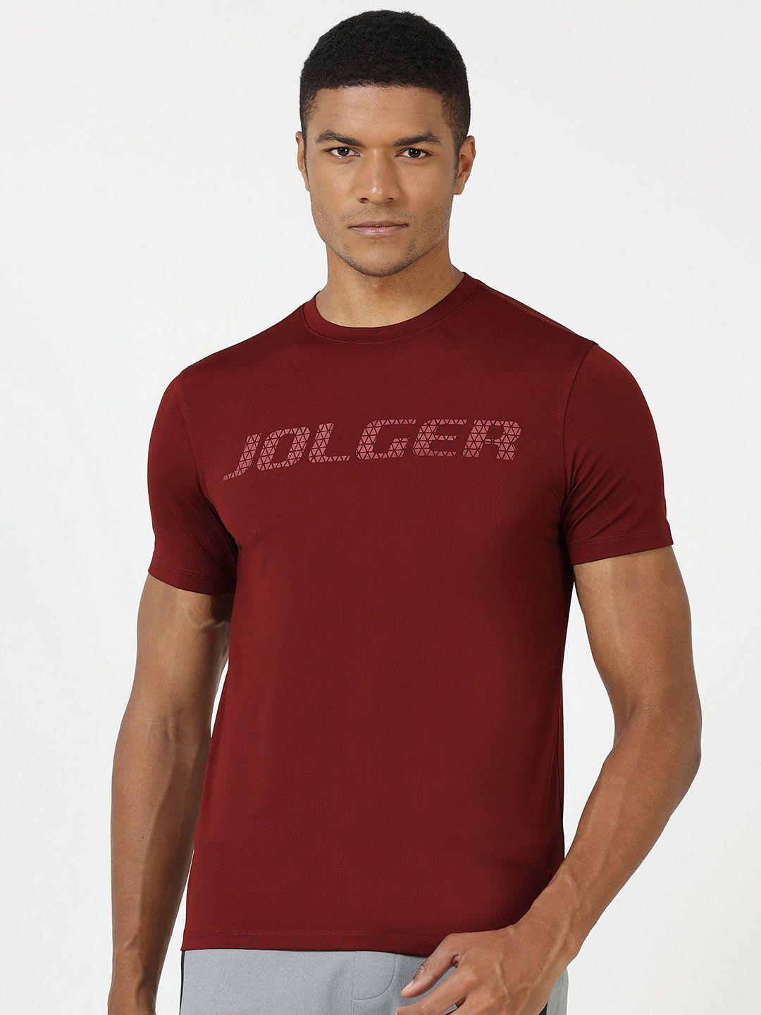 jolger typography printed rapid dry slim fit sports t-shirt