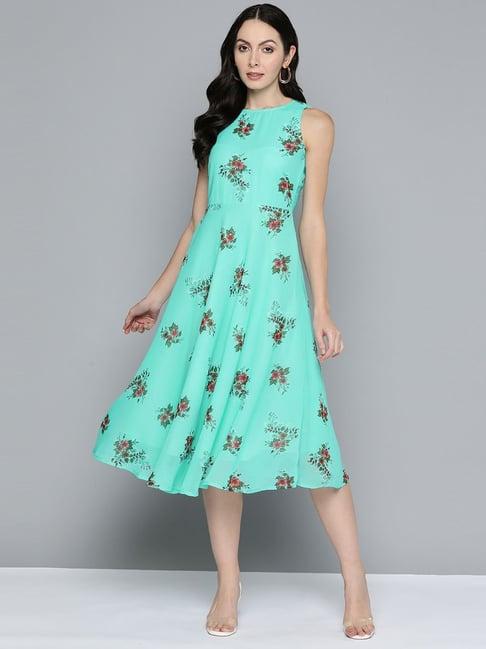 jompers blue printed a-line dress