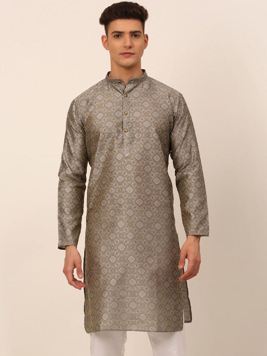 jompers ethnic motif woven design mandarin collar kurta