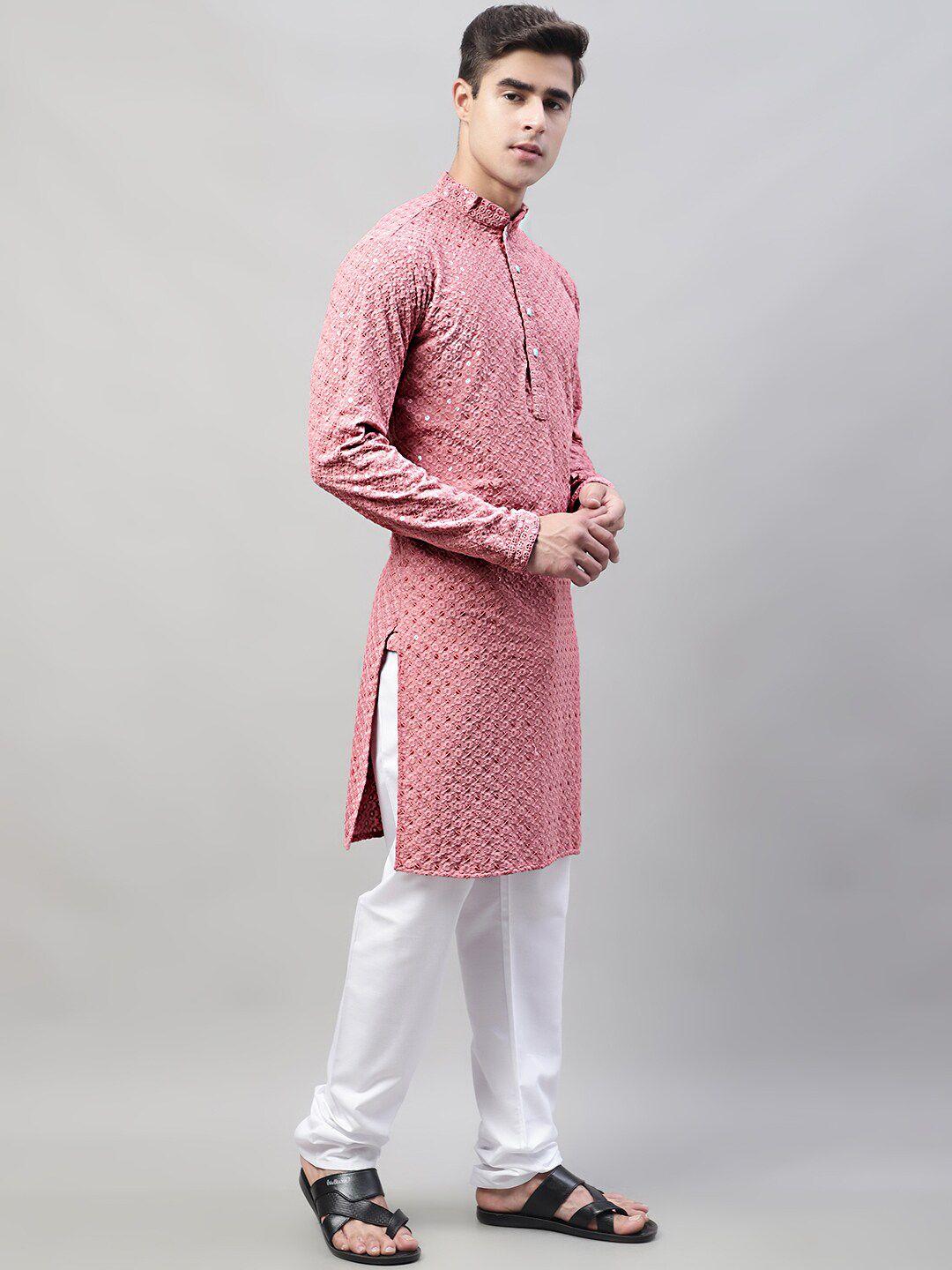 jompers ethnic motifs embroidered sequinned pure cotton kurta with churidar