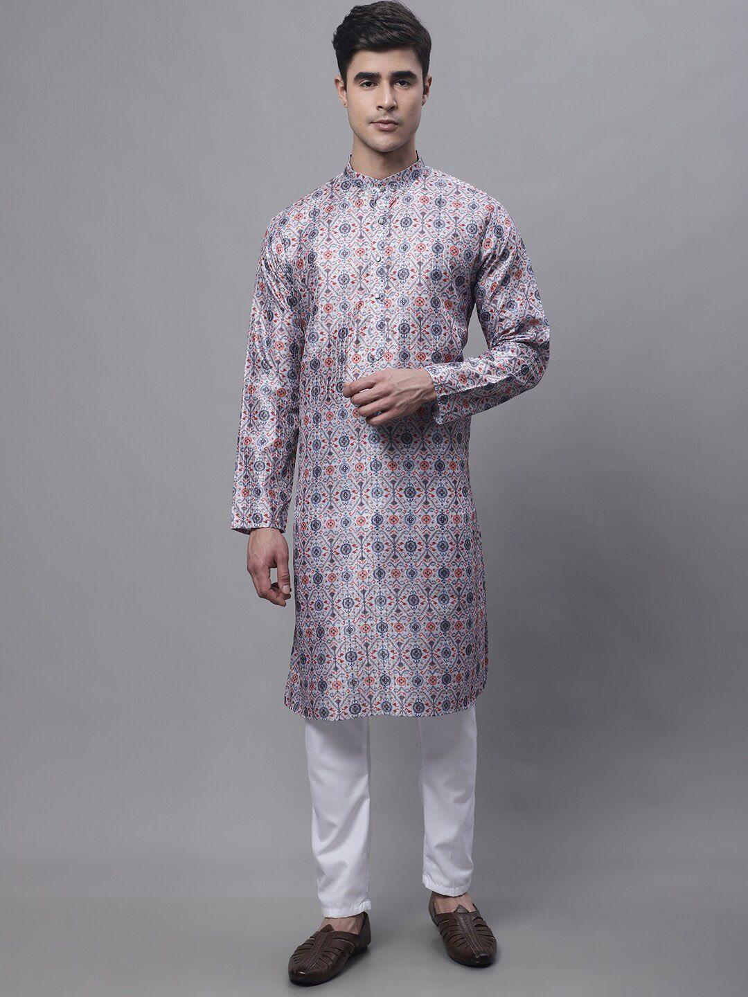 jompers ethnic motifs printed mandarin collar straight kurta