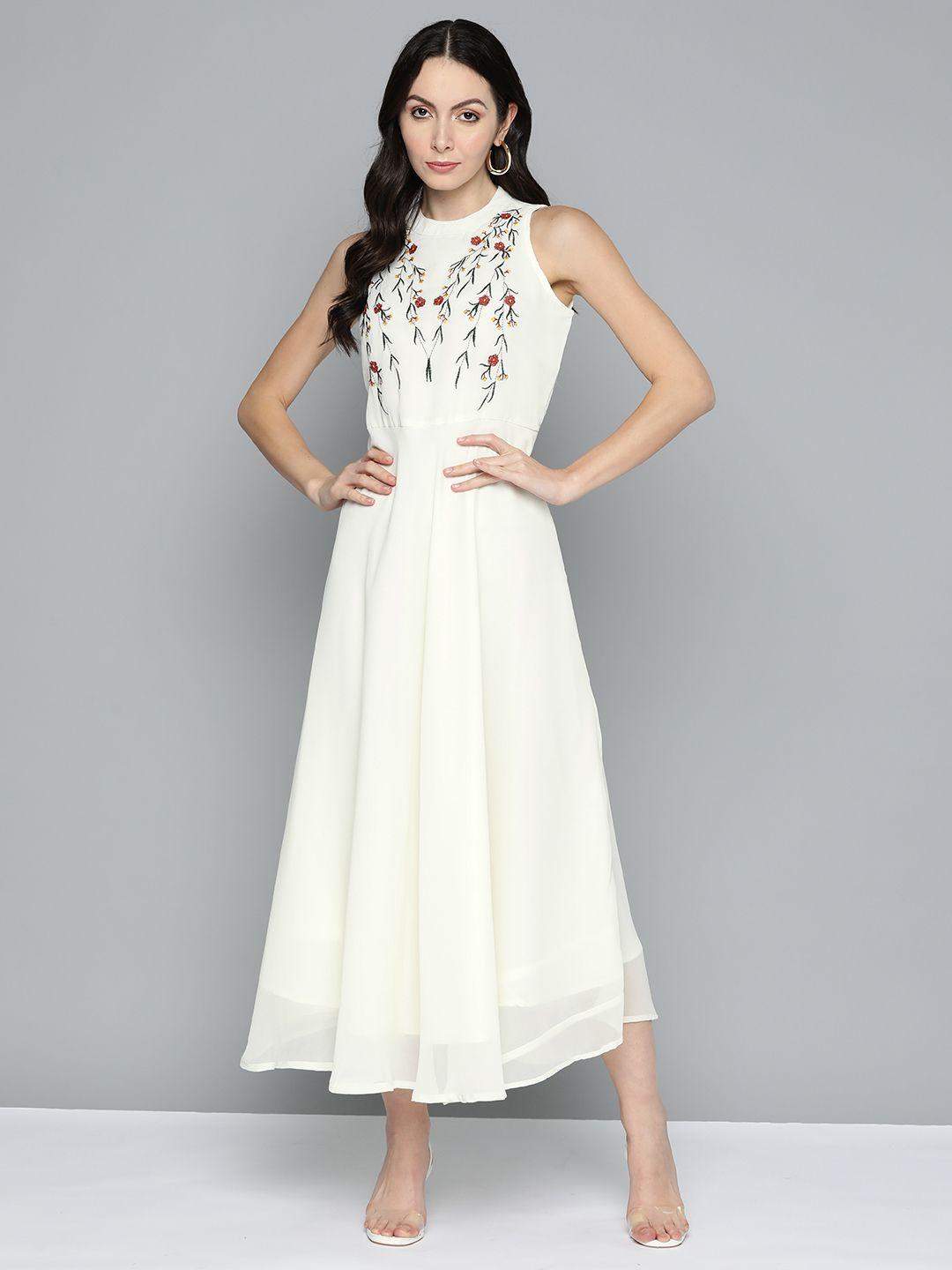 jompers floral embroidered georgette a-line maxi dress