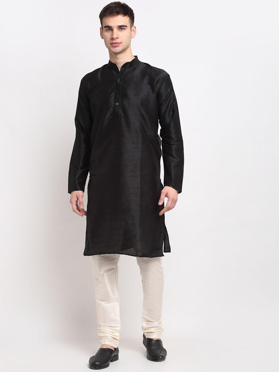 jompers mandarin collar straight dupion silk kurta with churidar