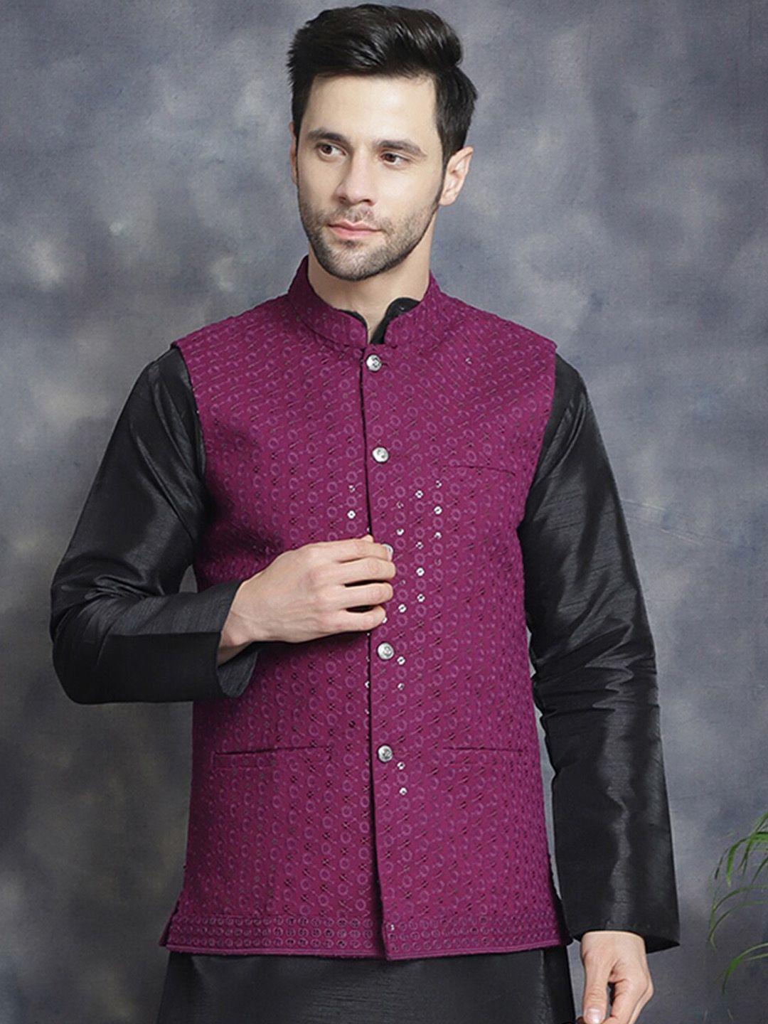 jompers sequined embroidered nehru jacket