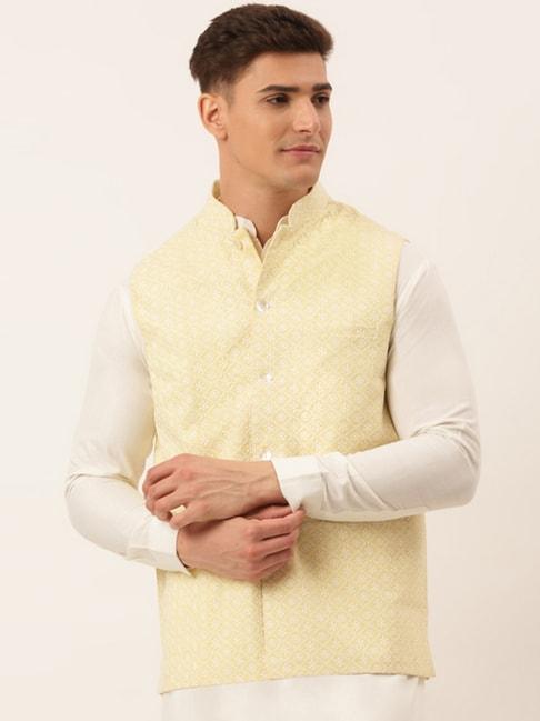 jompers-yellow-cotton-regular-fit-embroidered-nehru-jacket