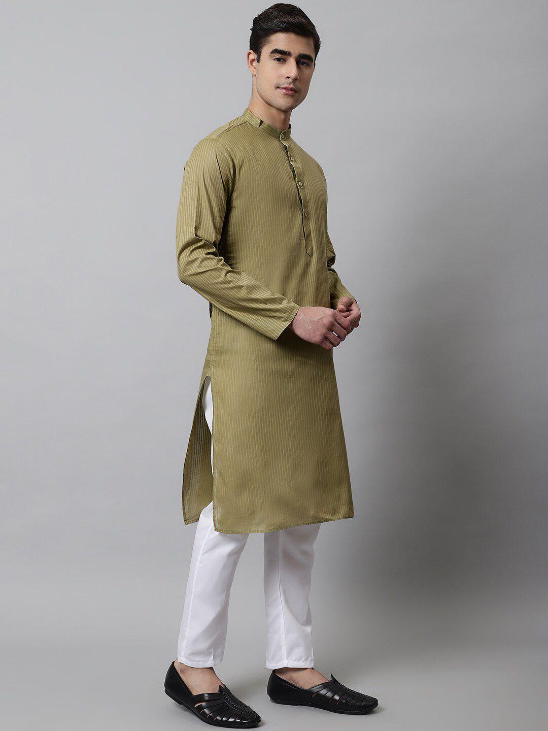 jompers band collar striped regular pure cotton kurta with churidar