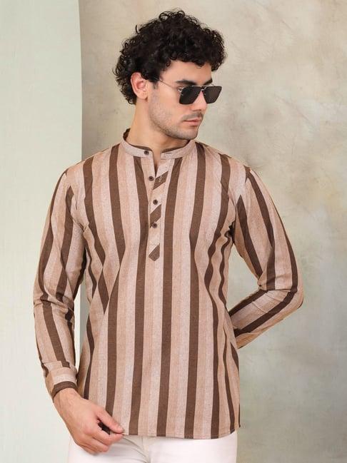 jompers beige ragular fit striped short kurta