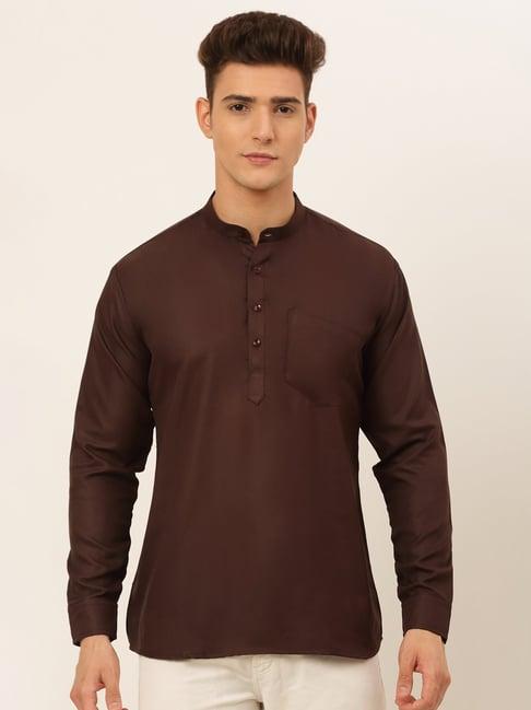 jompers brown cotton regular fit short kurta