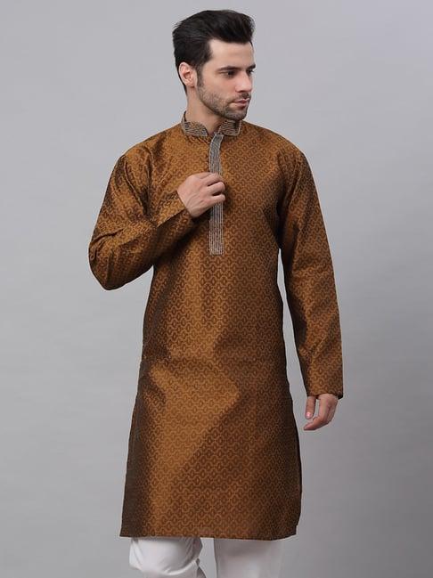 jompers brown regular fit printed kurtas