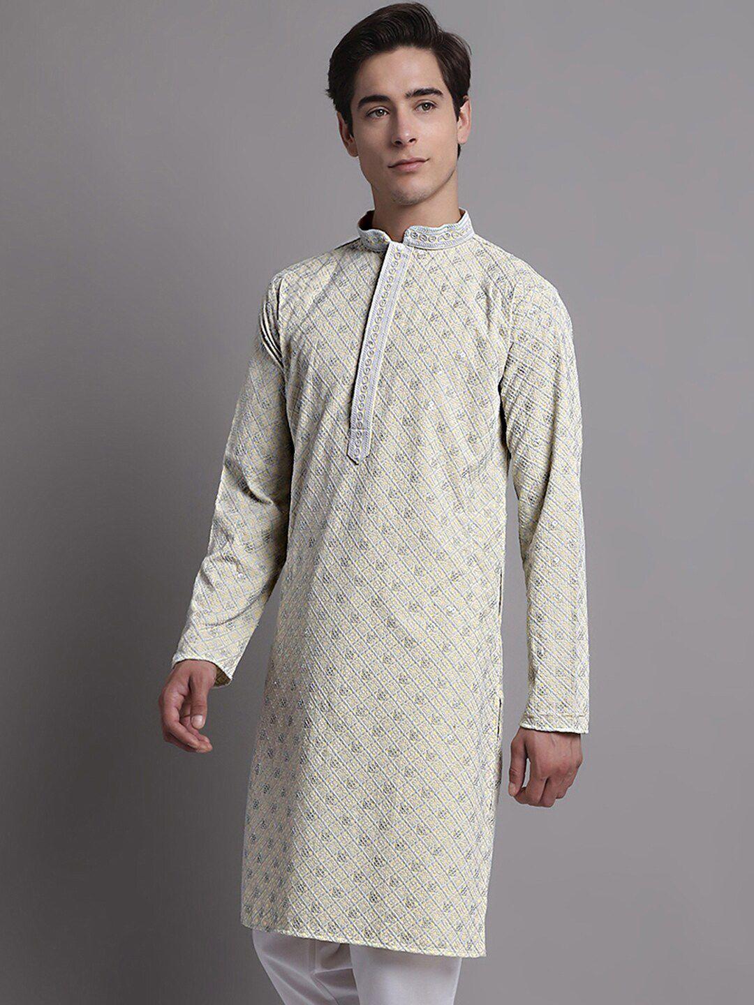 jompers chikankari embroidered sequined pure cotton kurta