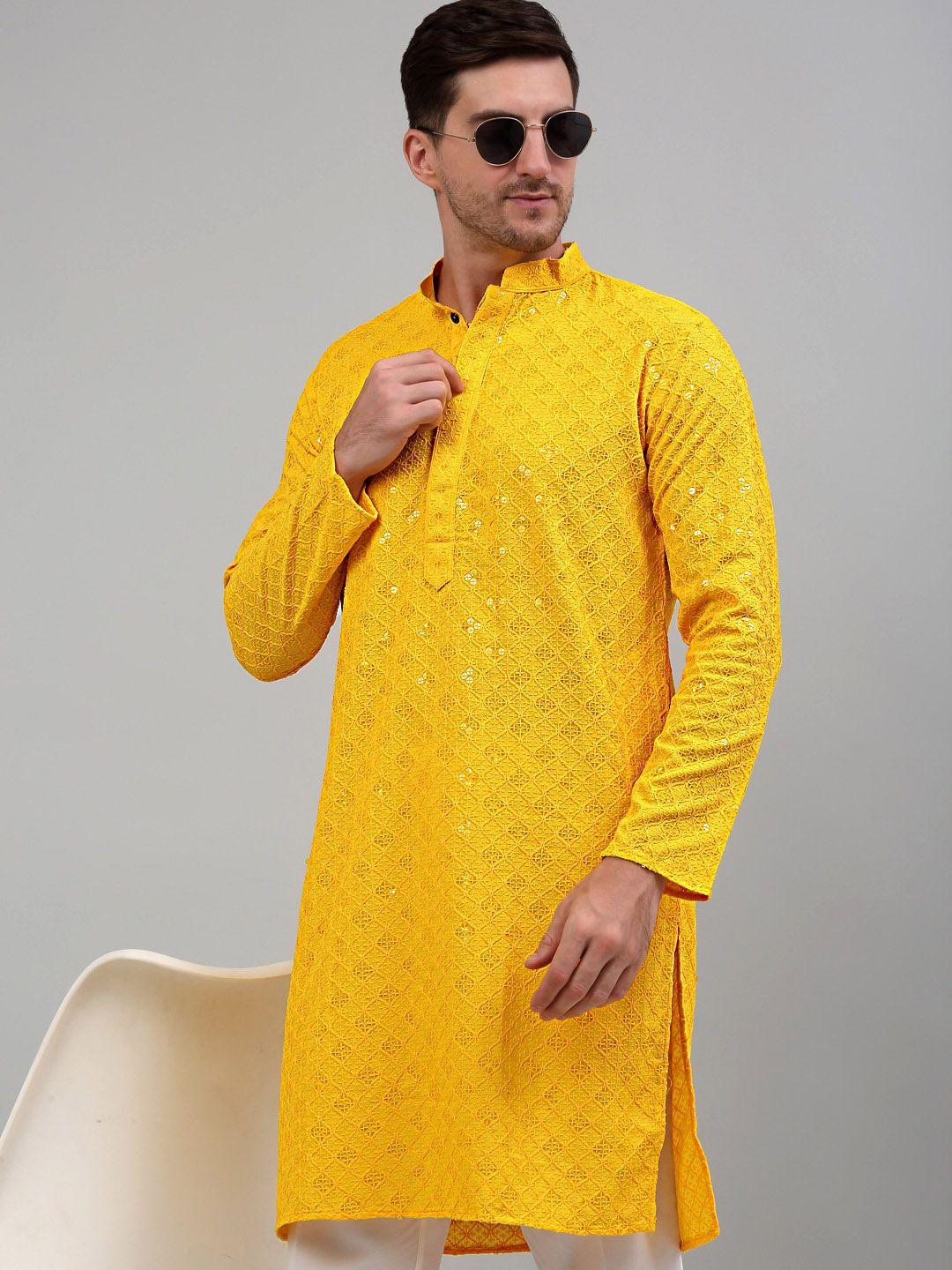 jompers chikankari embroidered sequinned kurta