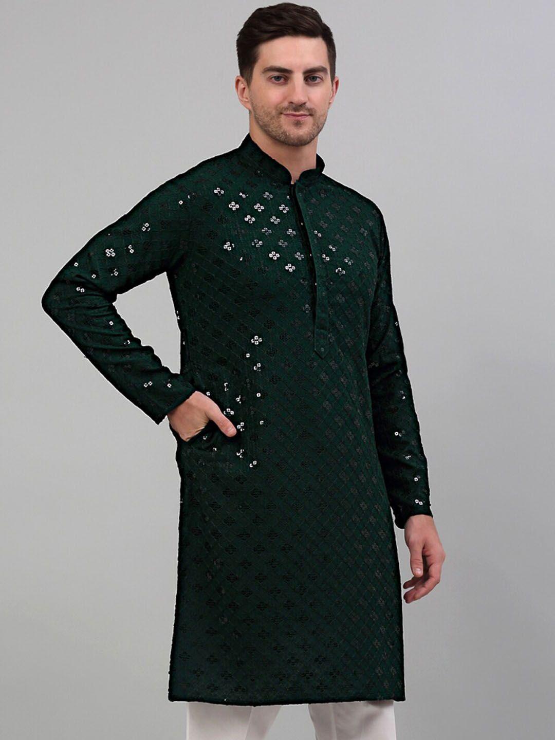 jompers chikankari embroidered sequinned kurta