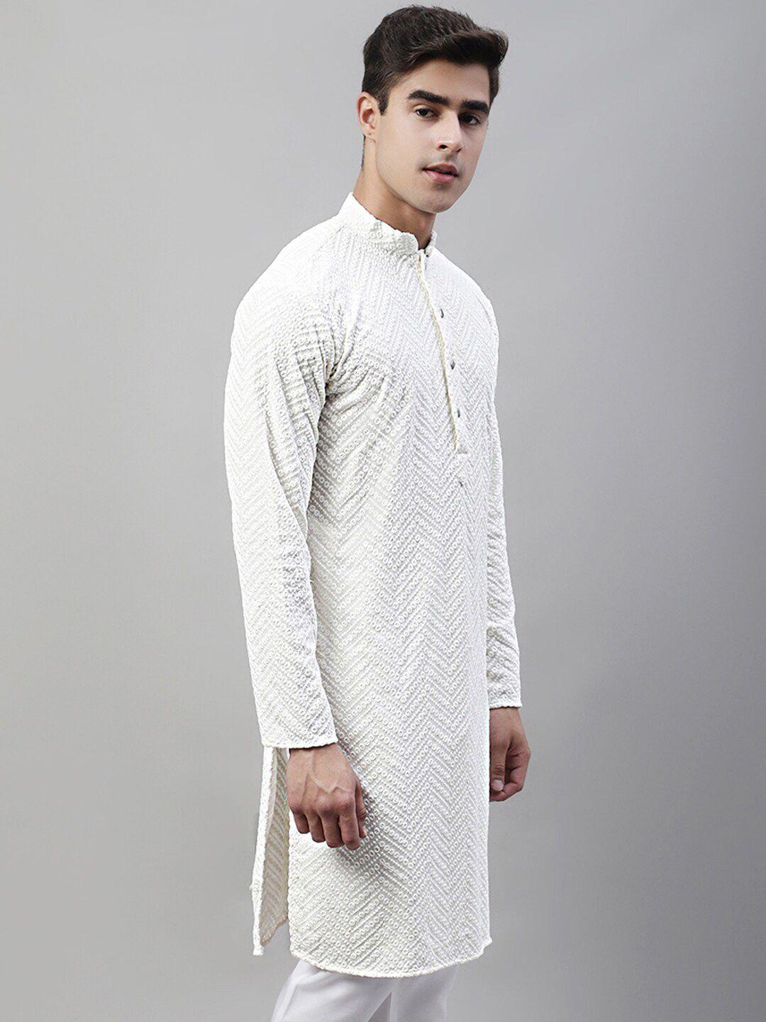 jompers embroidered band collar thread work pure cotton straight kurta