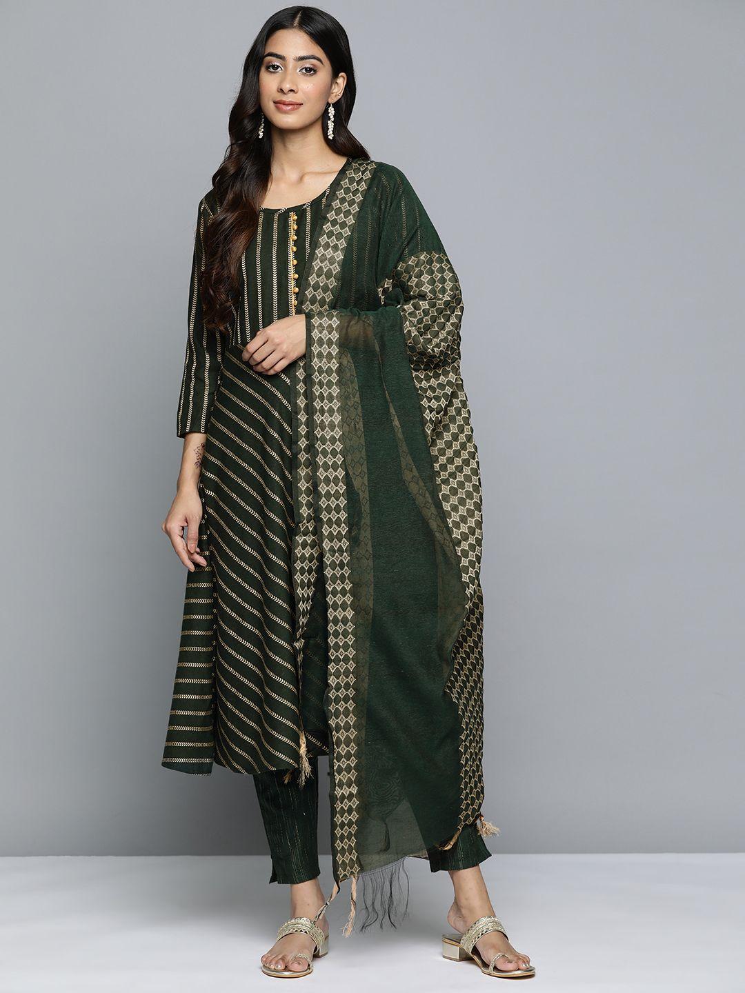 jompers embroidered kurta with trousers & dupatta