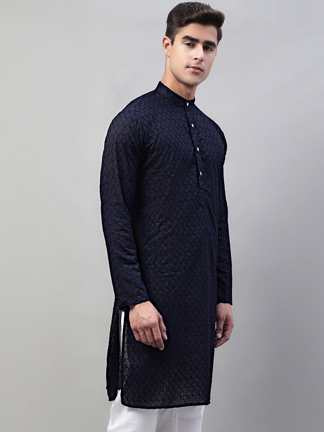 jompers embroidered mandarin collar cotton kurta