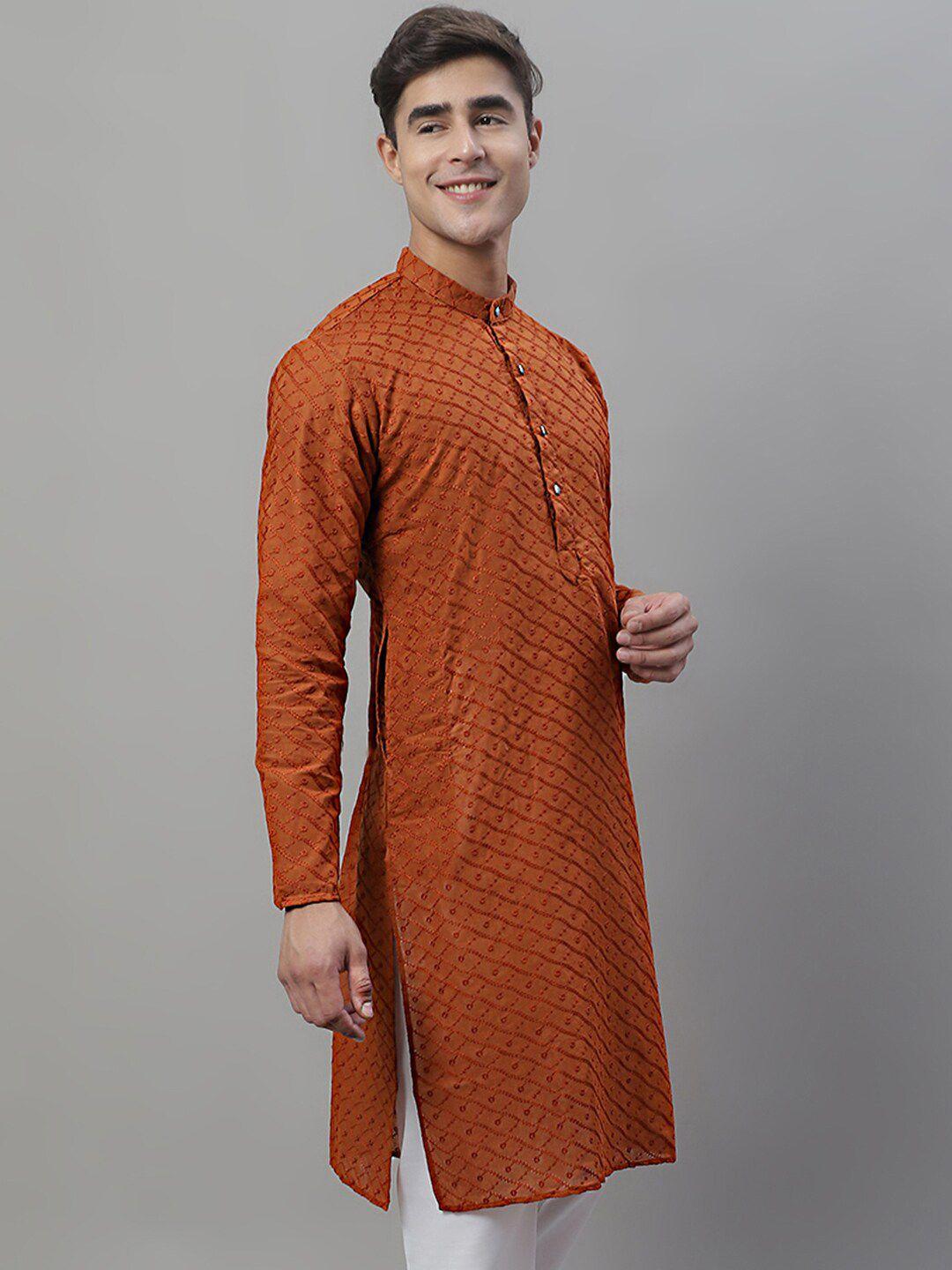 jompers embroidered mandarin collar cotton kurta