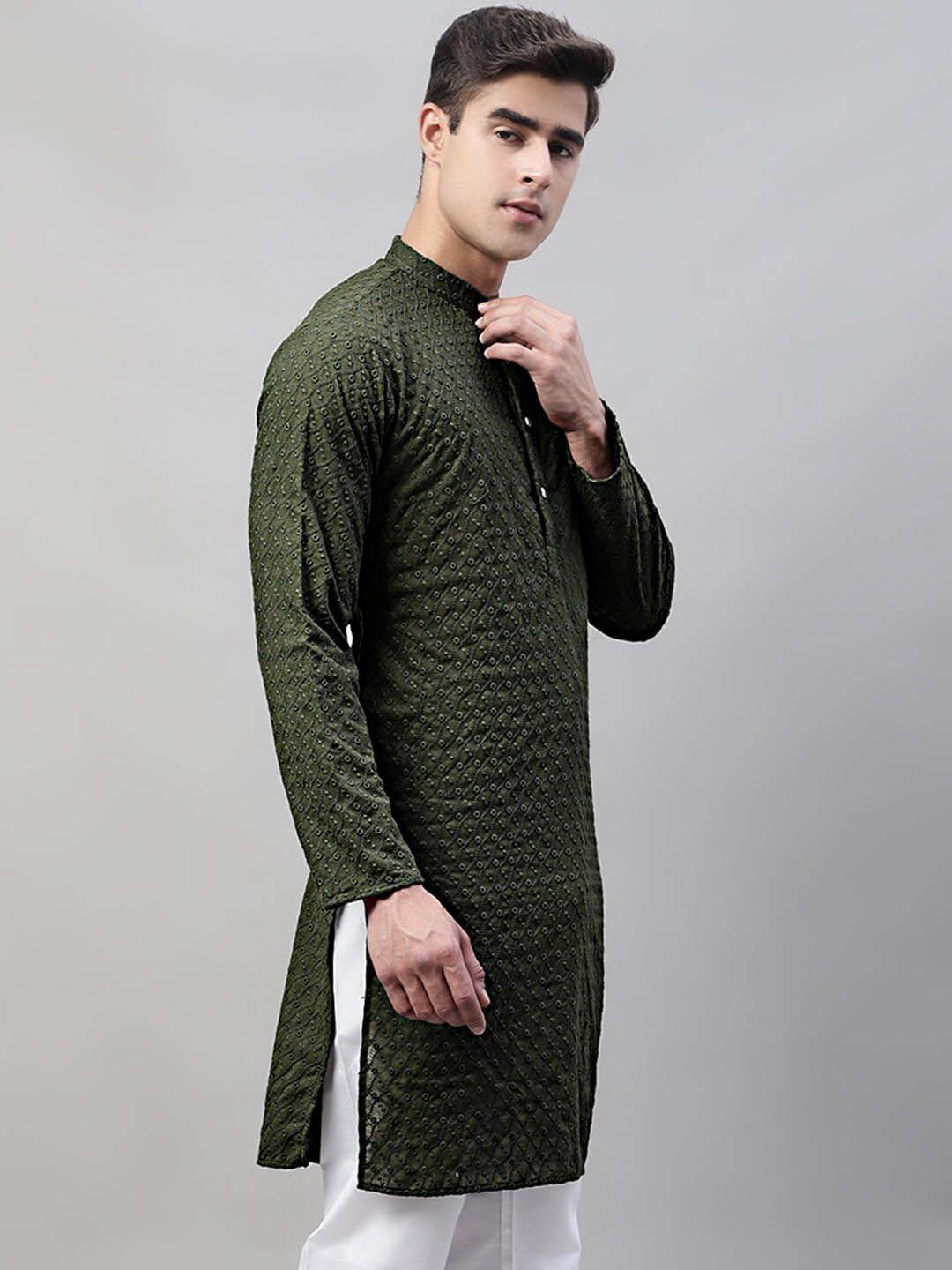 jompers embroidered mandarin collar cotton kurta