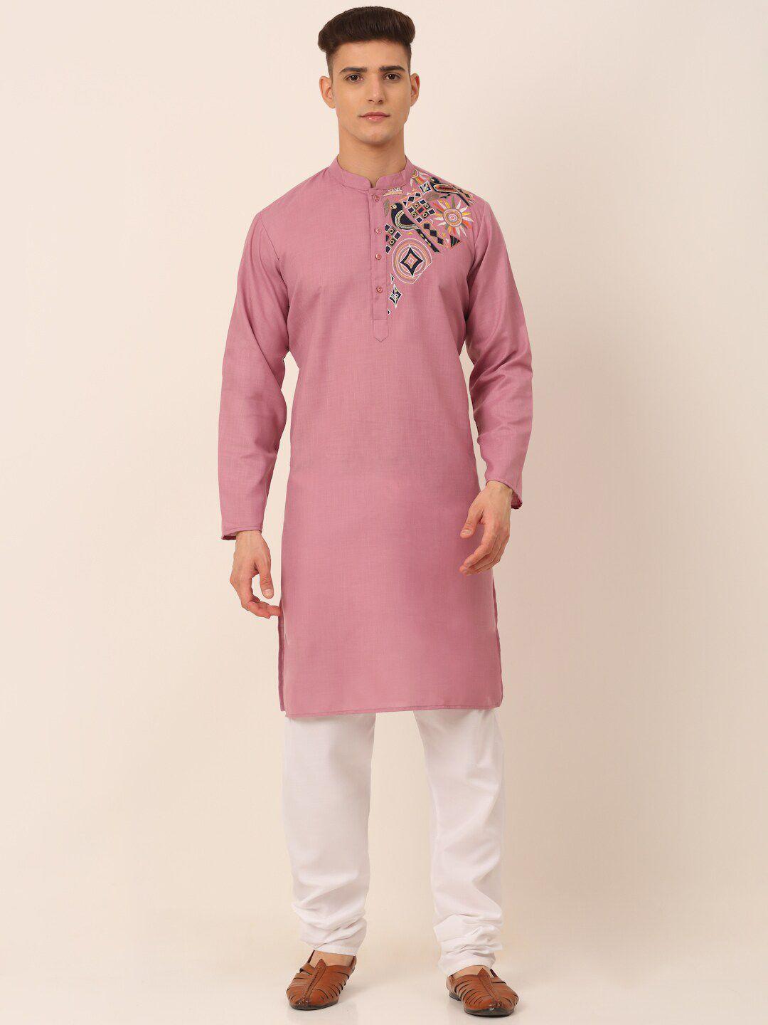 jompers embroidered pure cotton kurta with churidar