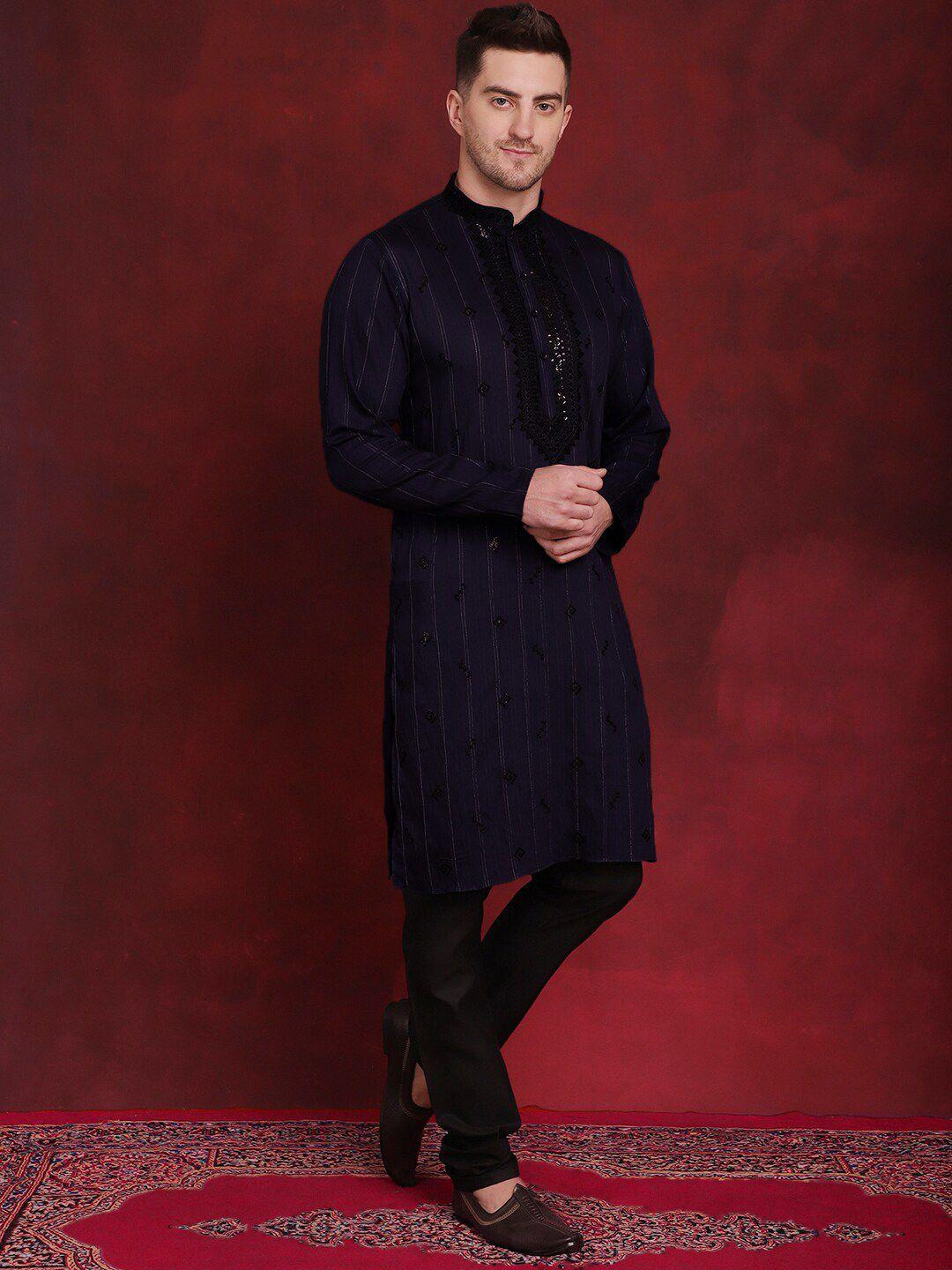 jompers embroidered regular sequinned kurta with pyjamas