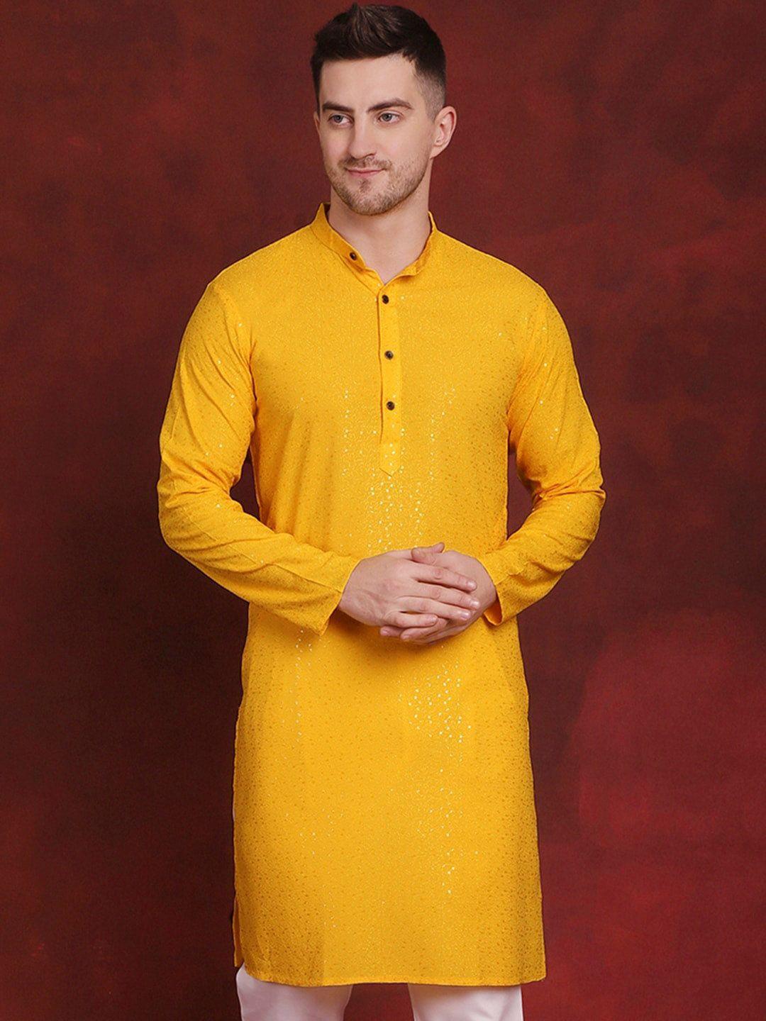 jompers embroidered sequinned mandarin collar straight kurta