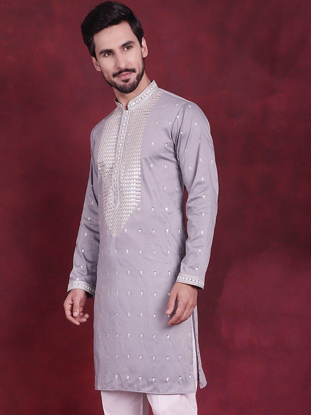 jompers ethnic motif embroidered sequinned cotton silk straight kurta