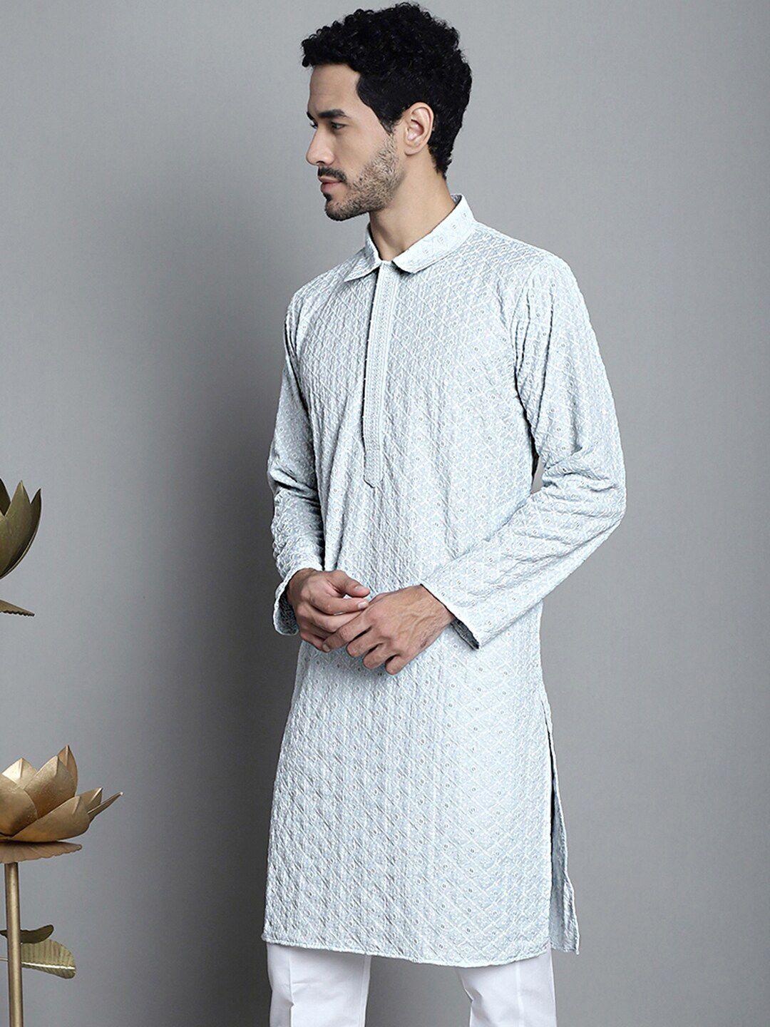 jompers ethnic motif embroidered shirt collar thread work kurta