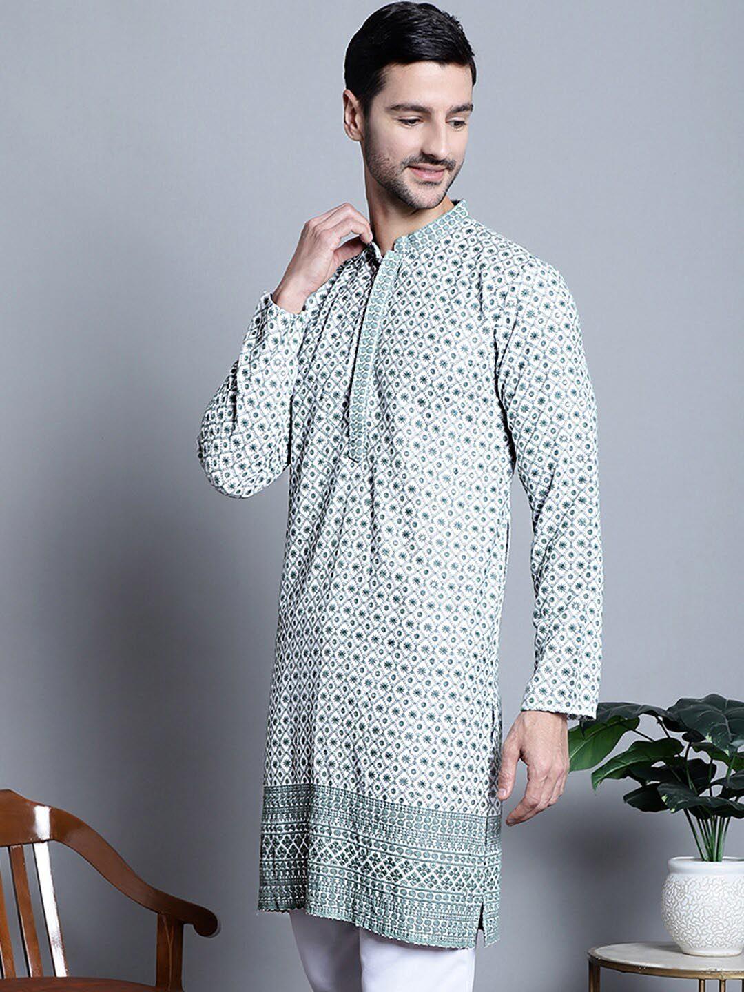 jompers ethnic motif thread work chikankari straight kurta