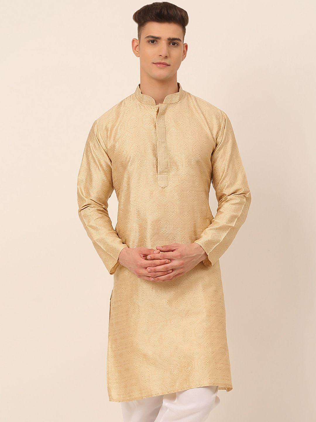 jompers ethnic motif woven design mandarin collar straight kurta