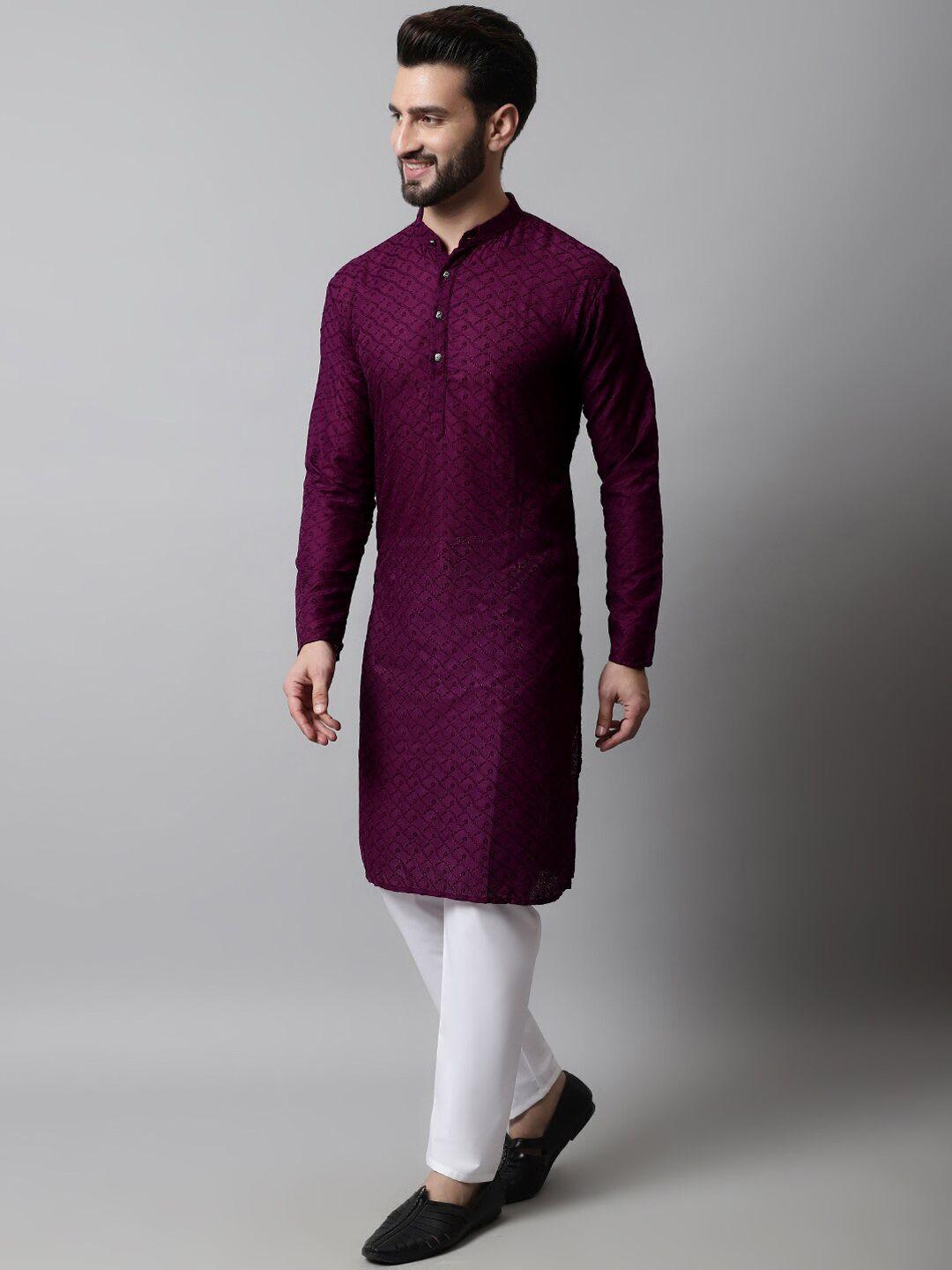 jompers ethnic motifs embroidered regular chikankari pure cotton kurta with churidar