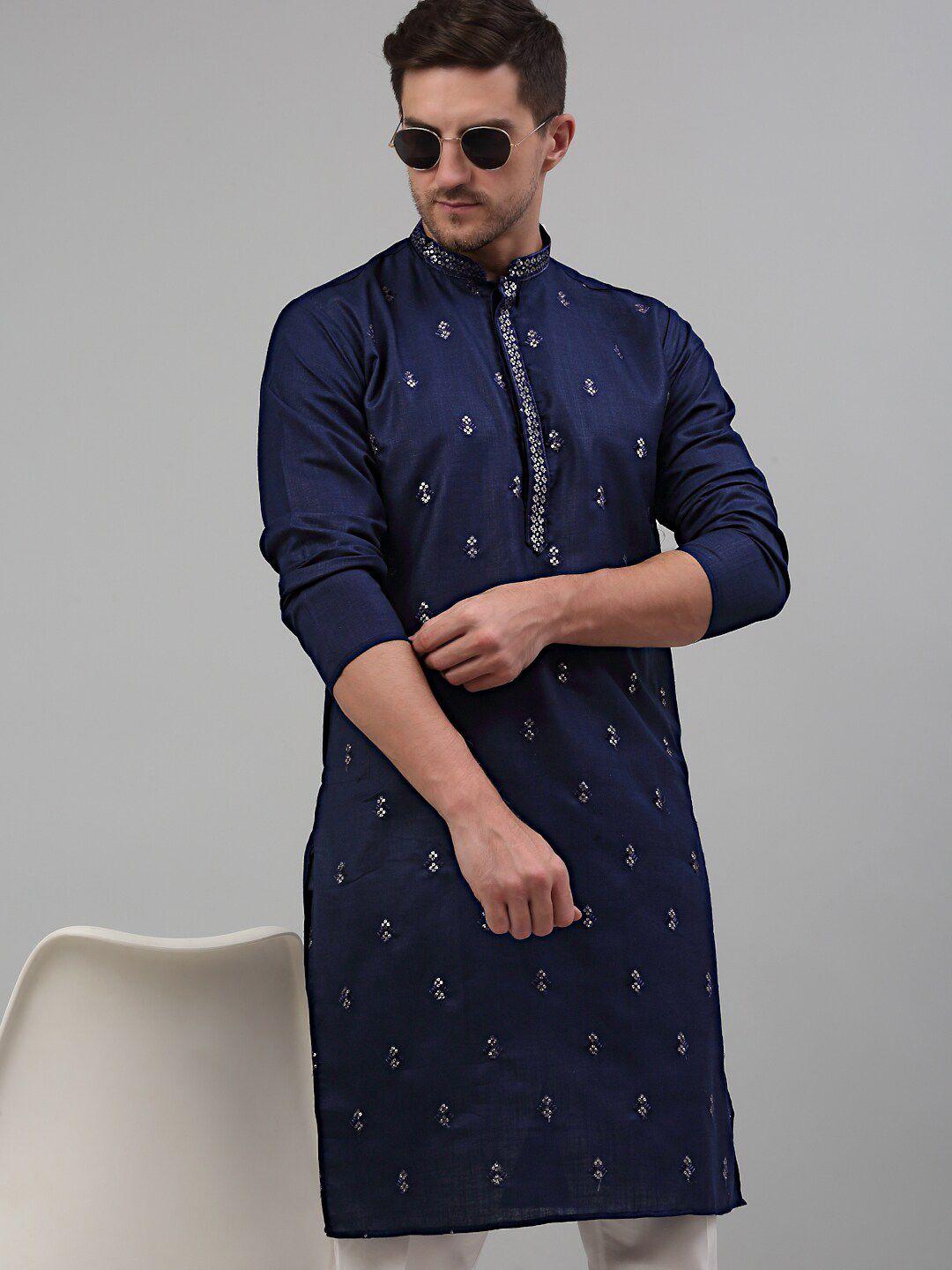 jompers ethnic motifs embroidered sequined pure cotton straight kurta with pyjamas