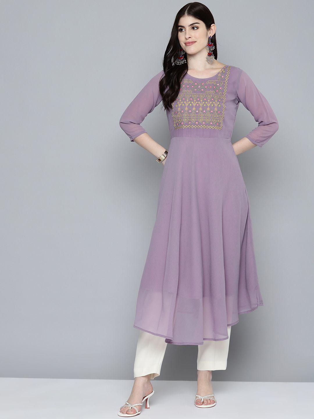 jompers ethnic motifs embroidered thread work georgette kurta