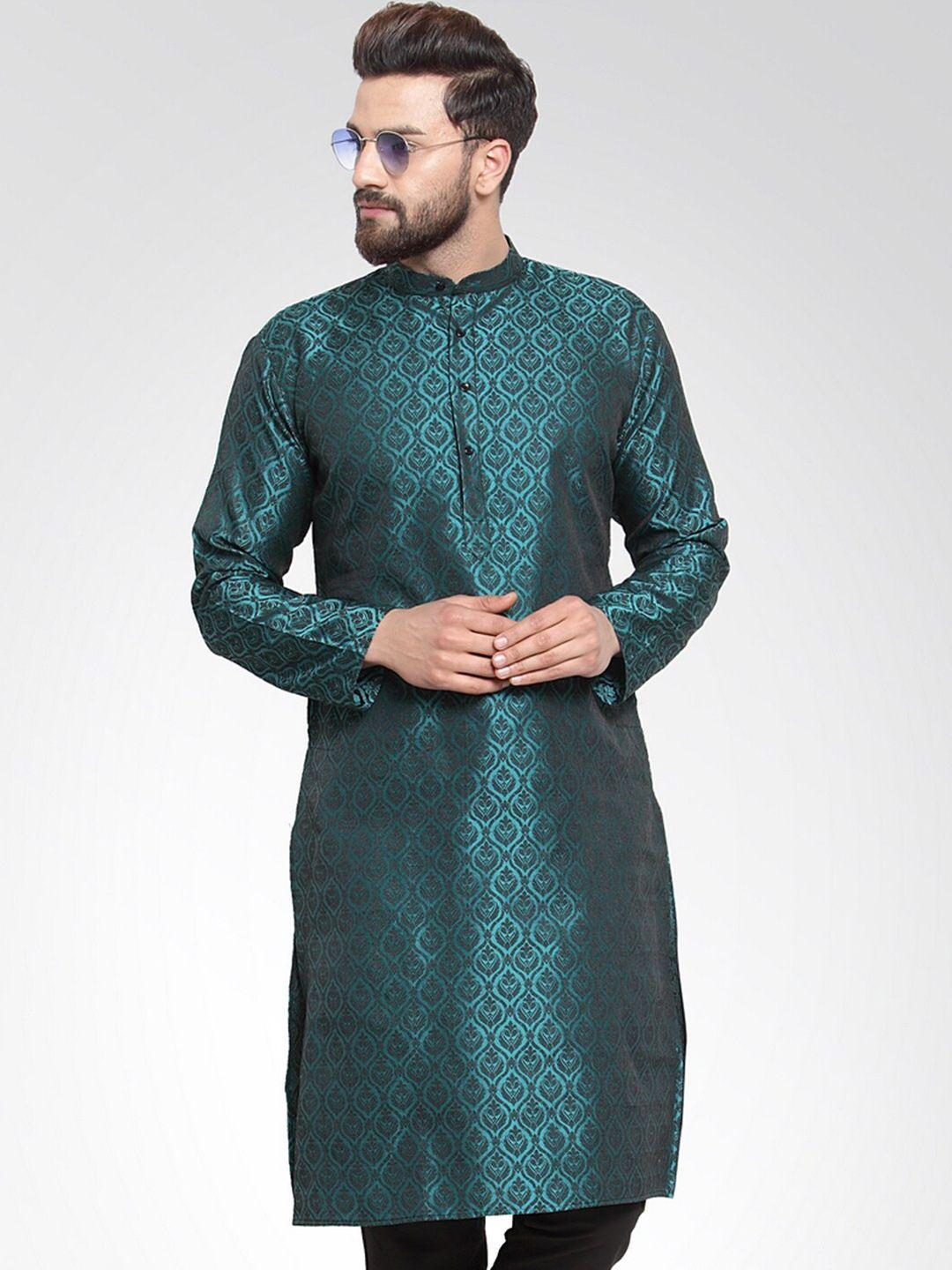 jompers ethnic motifs woven design mandarin collar jacquard kurta