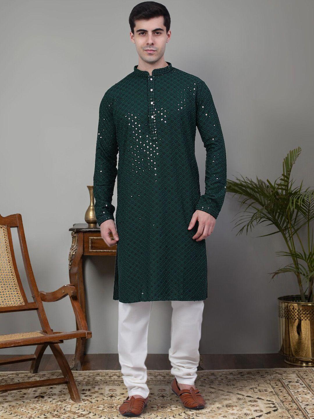 jompers floral embroidered chikankari pure cotton kurta with churidar