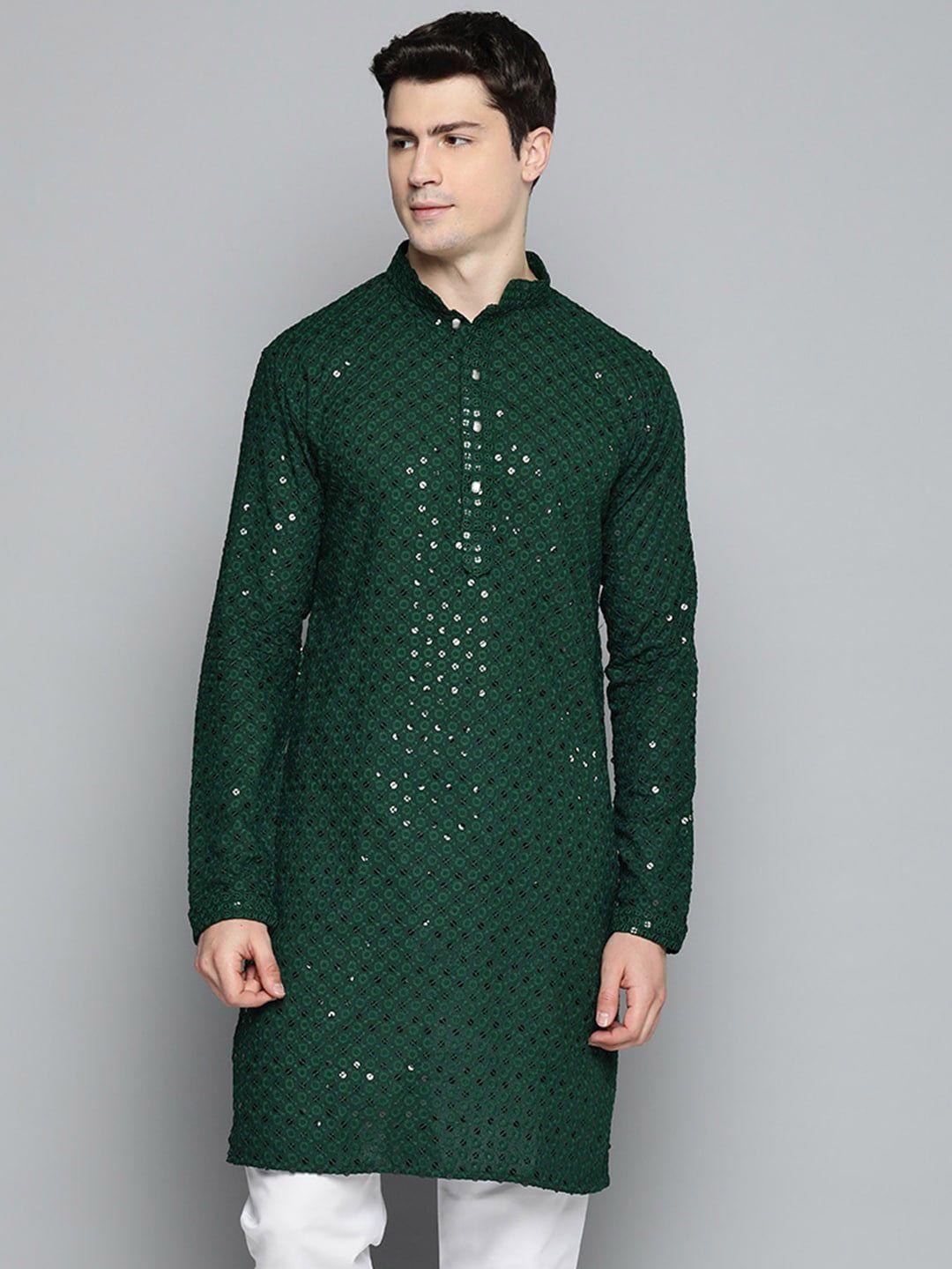 jompers floral embroidered sequinned chikankari cotton kurta