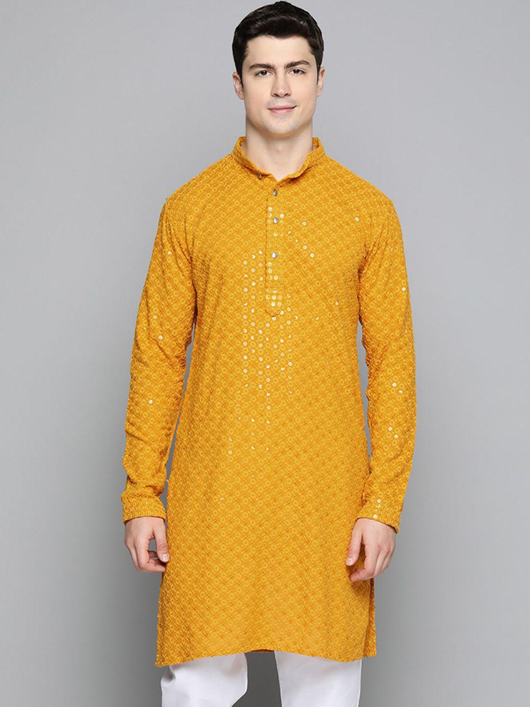 jompers floral embroidered sequinned chikankari cotton kurta