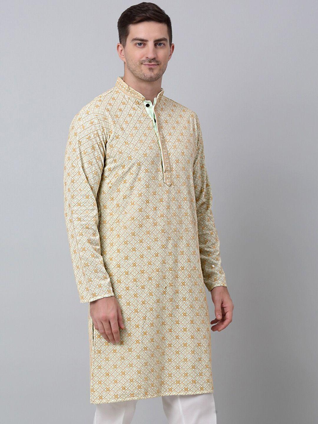 jompers geometric embroidered chikankari pure cotton straight kurta