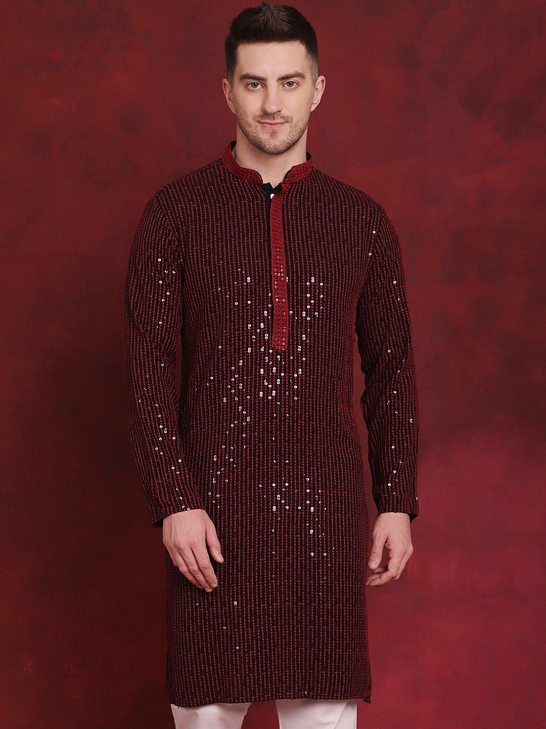 jompers geometric embroidered mandarin collar kurta