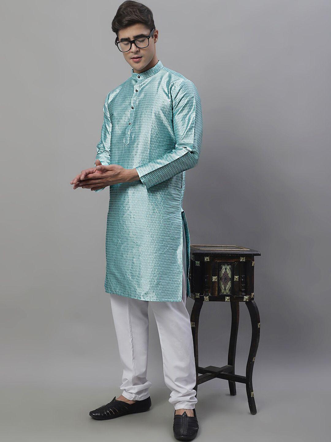 jompers geometric woven design pure cotton kurta with churidar