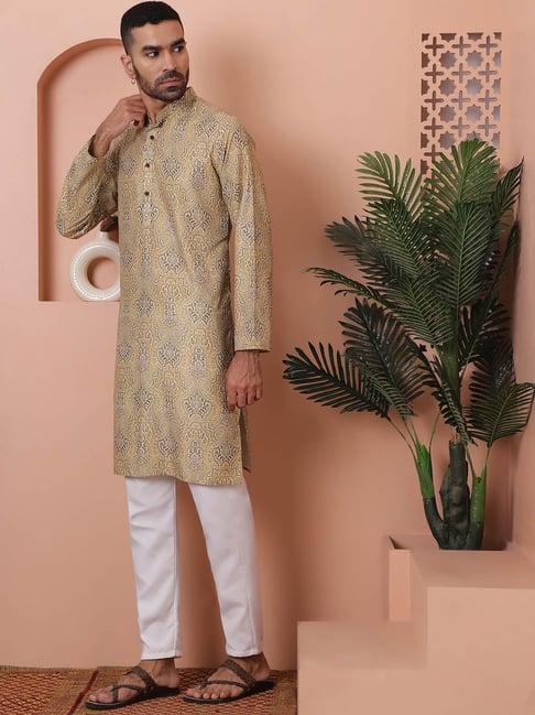 jompers golden ragular fit printed kurta bottom set