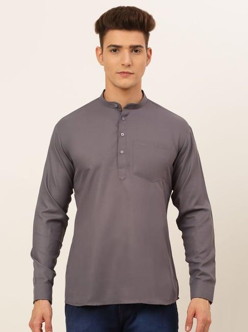 jompers grey cotton regular fit short kurta