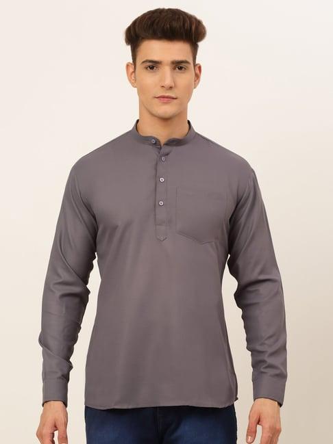 jompers grey cotton regular fit short kurta