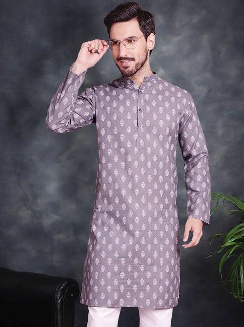 jompers grey regular fit printed kurta