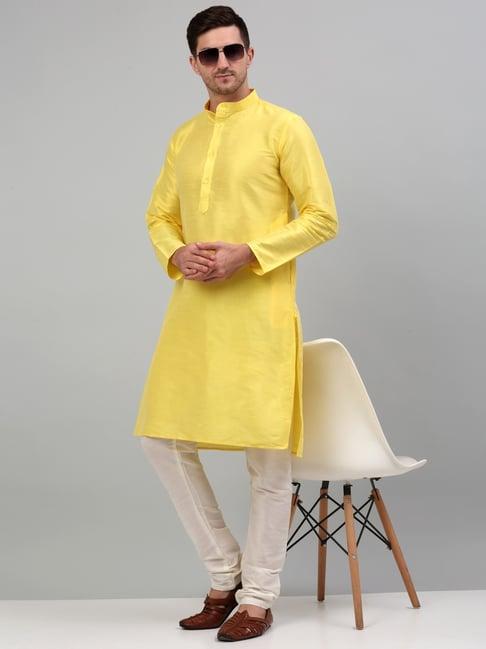 jompers lemon & white regular fit kurta bottom set