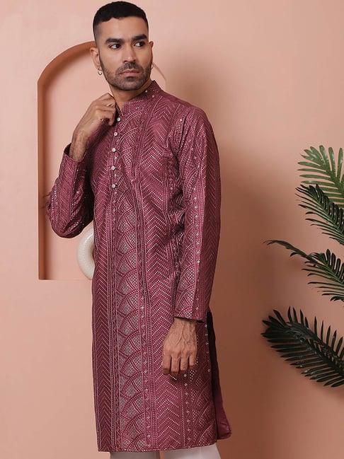 jompers magenta ragular fit embroidered kurta